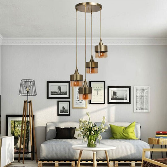 Pakketo PWL-1197 Bronze Ceiling Light for 4 E27 Bulbs 30x30x65cm