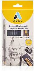 Adel ------2 Pencil Set with Scraper and Eraser Gray 3pcs