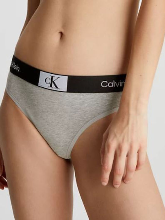 Calvin Klein Βαμβακερό Γυναικείο String Γκρι