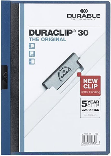 Durable Clipboard with Clip Conference for Paper A4 Blue Duraclip 30 1pcs