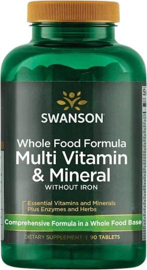 Swanson Whole Food Formula Multi Vitamin & Mineral Multivitamin for Energy & Immune System Boost 90 Tablets