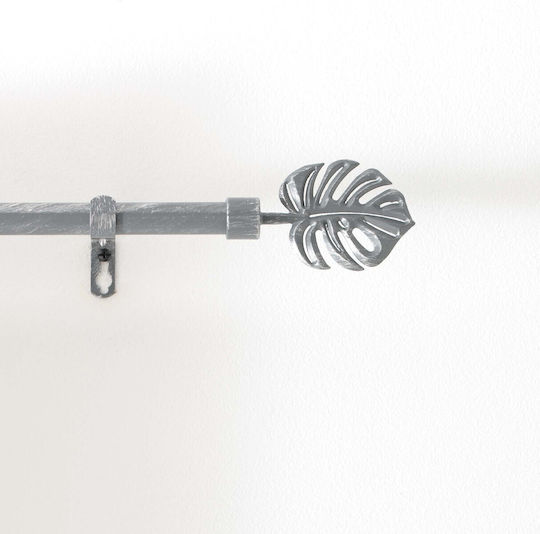 Douceur d'Intérieur Extendable Metallic Curtain Pole Tropical Single Φ19mm 120-210cm Silver