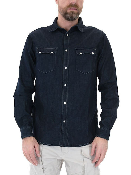 Cu mânecă lungă Denim Cămașă Dark-blue