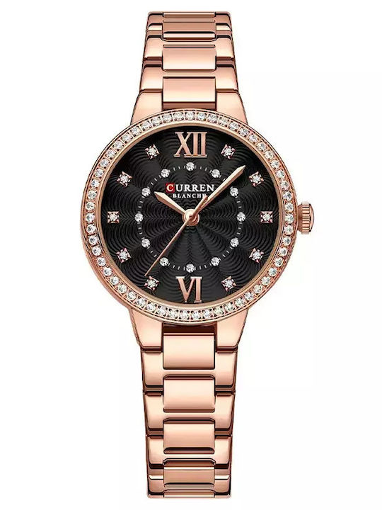 Curren Women's Watch with Pink Gold Metal Bracelet