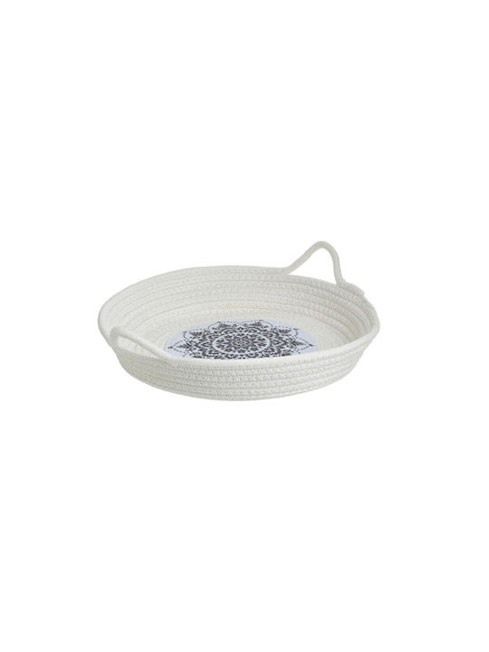 Inart Decorative Basket Fabric with Handles Whi...