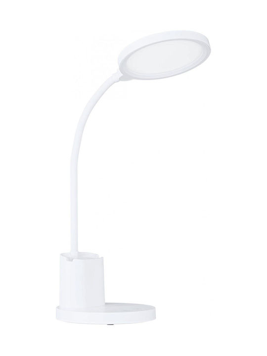 Eglo Brolini Rechargeable LED Office Lamp with Flexible Arm in White Color