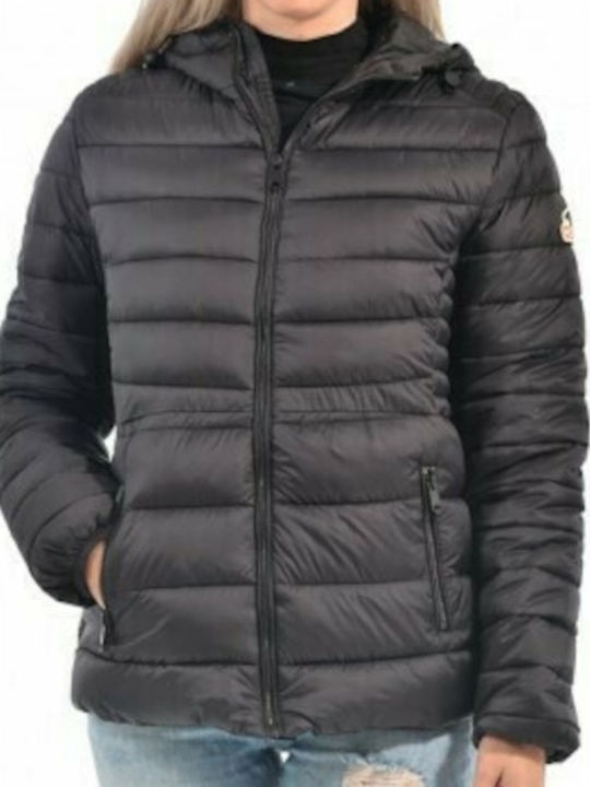 WATERPROOF JACKET WITH HOOD-1234-BLACK