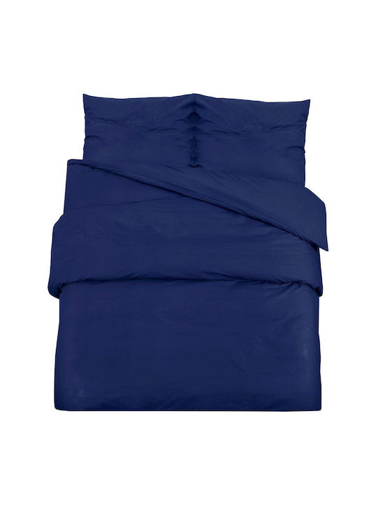 vidaXL Duvet Cover Set Queen with 2 Pillowcases 200x200 Navy Blue