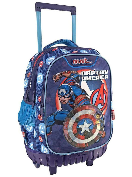 Must Captain America School Bag Trolley Elementary, Elementary in Blue color