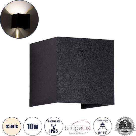 GloboStar Axis-S Επιτοίχια Εξωτερική Πλαφονιέρα LED IP65 10W με Φυσικό Λευκό Φως Διπλής Δέσμης 10x10x10εκ.
