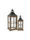 Iliadis Lanterns Set Wooden Brown 2pcs