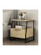 Pal Wooden Bedside Table with Metallic Legs Φυσικό Οξιάς 45x40x50cm