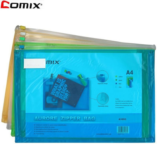 Comix Folder Transparent with Zipper for Paper A4 12pcs 15984---74-2