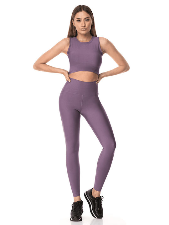 Superstacy Women's Long Training Legging High Waisted & Push Up Purple