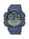 Casio Collection Dual Time Ψηφιακό Ρολόι Μπαταρίας με Μπλε Καουτσούκ Λουράκι