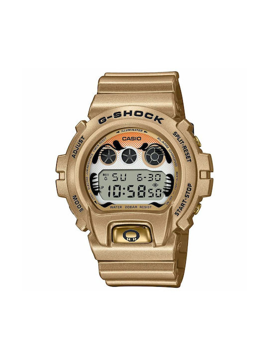 Casio Digital Uhr Chronograph Batterie mit Gold Kautschukarmband