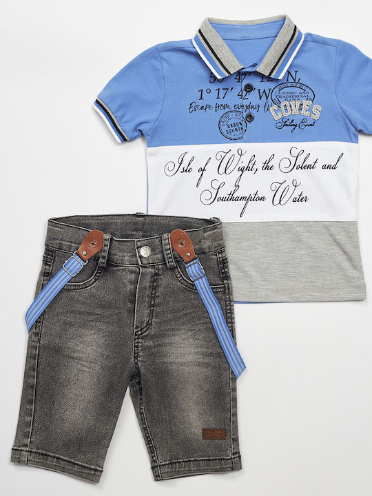 Hashtag Kids Set with Shorts Summer 2pcs Light Blue