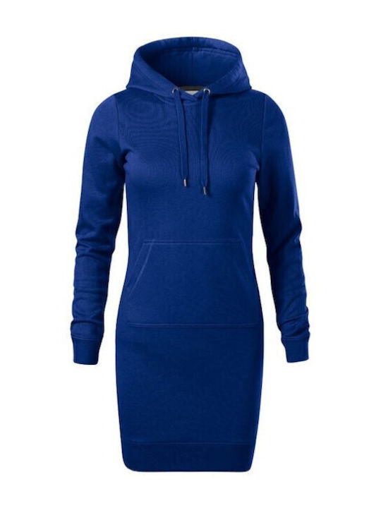 Mini Athletic Dress Long Sleeve with Hood Navy Blue