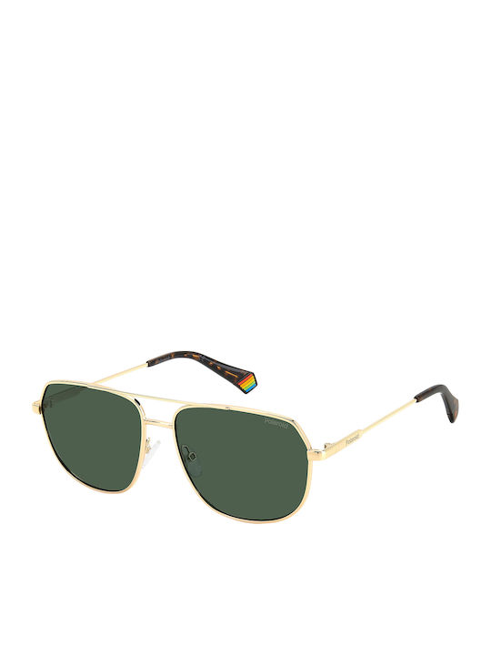 Polaroid Men's Sunglasses with Gold Metal Frame and Green Polarized Lens PLD6195/S/X J5G/UC