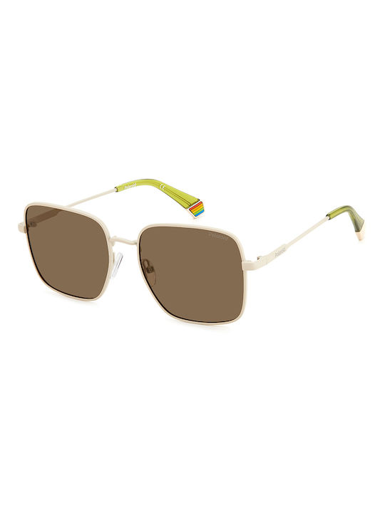 Polaroid Women's Sunglasses with Gold Metal Frame and Brown Polarized Lens PLD6194/S/X Z1P/SP