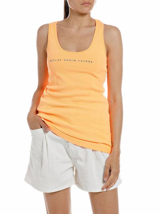 Replay Damen Sommerliche Bluse Ärmellos Orange