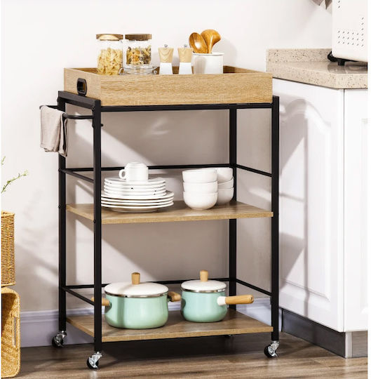 HomCom HomCom Metallisches Küchenwagen Mit 3 Ebenen Schwarz 72x40x86cm