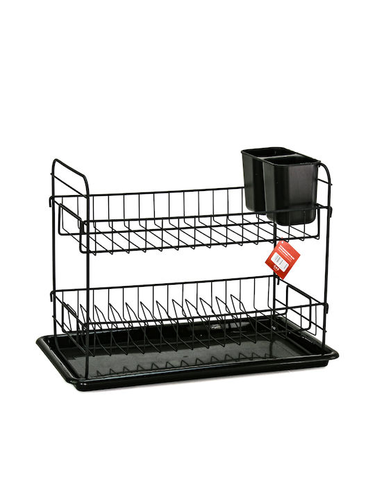 Viosarp Dish Drainer Double Tier Metallic in Black Color 42x30x21cm