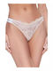 Women's String with Lace Beige