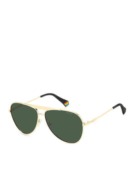 Polaroid Unisex Sonnenbrille mit Gold Metall Gestell und Grün Polarisiert Linse PLD6200/S/X J5G/UC