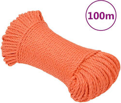 vidaXL Rope with Diameter 8mm and Length 100m Work Rope Orange 8mm 100m made of Polypropylene 152930