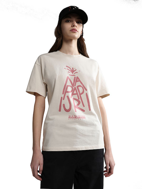 Napapijri Γυναικείο T-shirt Μπεζ με Στάμπα NP0A4GYU202