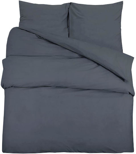 vidaXL Duvet Cover Set Double with 2 Pillowcases 200x200 Charcoal