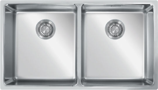 KL Sinks 1219400 Υποκαθήμενος Inox Σατινέ Μ86xΠ49cm Ασημί