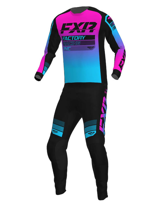 FXR Racing Clutch Ανδρική Στολή Motocross Black / Sky / Pink 233328.