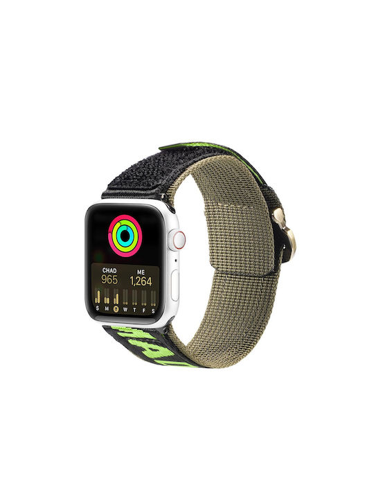 Dux Ducis Strap (Outdoor Version) Λουράκι Υφασμάτινο Black / Green (Apple Watch 42/44/45mm)