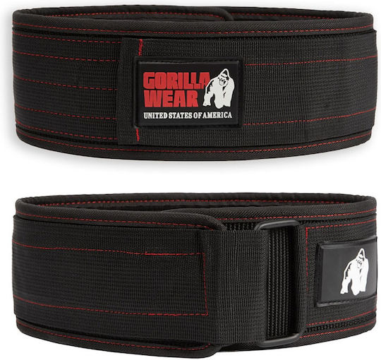 Gorilla Wear Weightlifting Belt Black/Red Stitched 4"