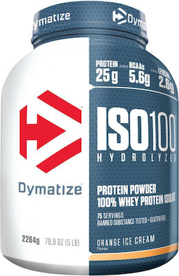 Dymatize ISO 100 Hydrolyzed Πρωτεΐνη Ορού Γάλακτος Χωρίς Γλουτένη με Γεύση Orange Ice Cream 2.264kg