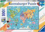 Kids Puzzle World Map for 6++ Years 100pcs Ravensburger