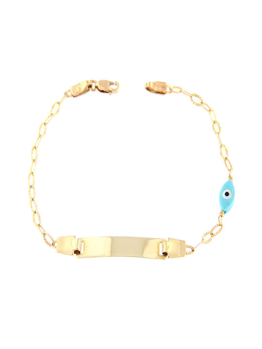 Filva Oro Kids Bracelet ID from Gold 9K with Evil Eye