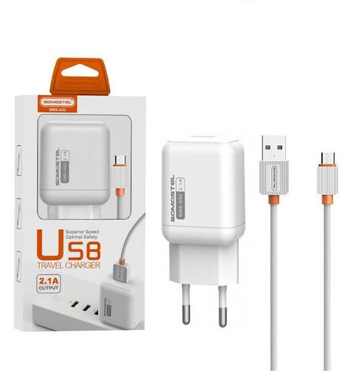 Somostel Ladegerät mit USB-A Anschluss und Kabel USB-C Weißs (SMS-A52)