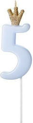 PartyDeco Geburtstagskerze Nummer "5" in Hellbl...