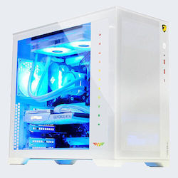 Armaggeddon Tessaraxx Core 13 Air Gaming Full Tower Computer Case with Window Panel and RGB Lighting White