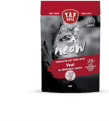 T.A.F. Pets Neow Premium Hrana umeda pentru pisici adulte in Pungă cu Vițel 80gr 1buc T-21426