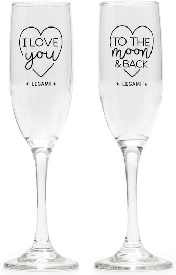 Legami Milano Cheers to Love Σετ Ποτήρια Σαμπάνιας από Γυαλί Κολωνάτα 150ml 2τμχ