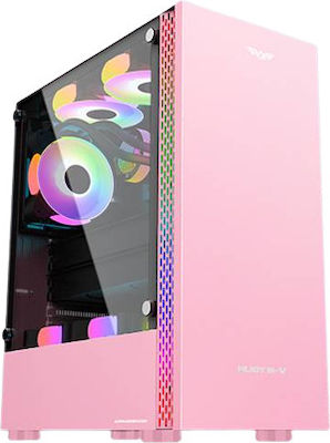 Armaggeddon Ruby B-V Gaming Full Tower Computer Case with Window Panel Pink