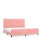 Κρεβάτι King Size Επενδυμένο με Ύφασμα Ροζ για Στρώμα 200x200cm