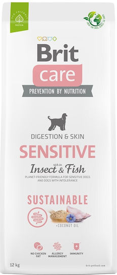 Brit Care Digestion & Skin Sensitive 12kg Ξηρά Τροφή χωρίς Σιτηρά & Γλουτένη για Ενήλικους Σκύλους με Ψάρια