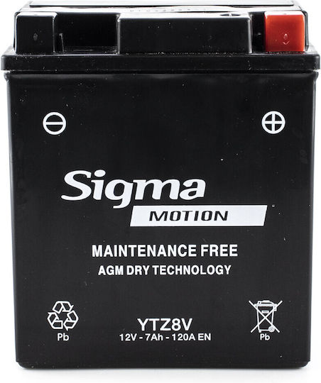 Sigma GEL Motorradbatterie YTZ8V mit Kapazität 7Ah