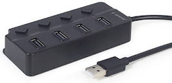 Gembird USB 2.0 Hub 4 Θυρών με σύνδεση USB-A και Εξωτερική Παροχή Ρεύματος