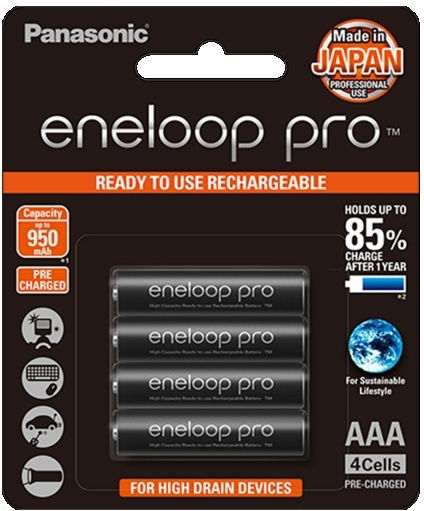 Panasonic Eneloop Pro Επαναφορτιζόμενες Μπαταρίες AAA Ni-MH 950mAh 1.2V 4τμχ